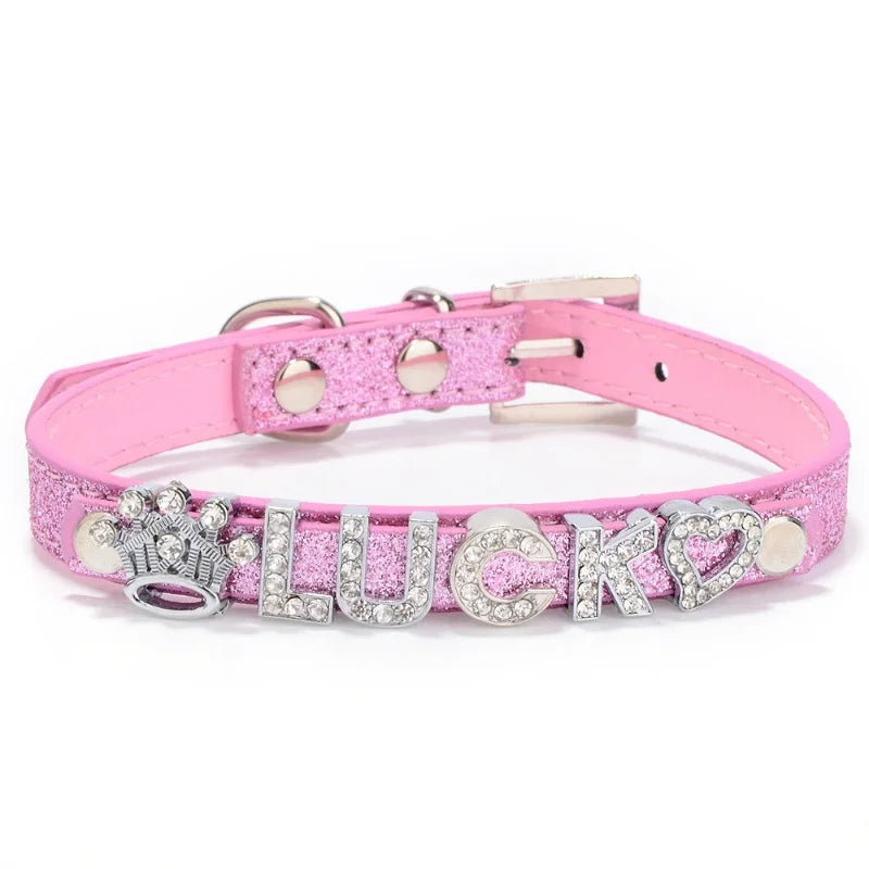 Personalized Id Dog Collars Rhinestone Dog Pendant Adjustable Puppy Kitten Neck Strap Anti-Lost Pet Cat Collars Dog Accessories