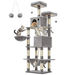 Multi Level  cat tree Condo for Indoor Cats 206 cm Large Cat Tower with 13 Scratching Posts