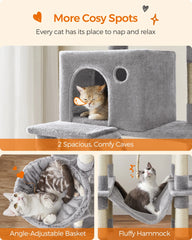 Multi Level  cat tree Condo for Indoor Cats 206 cm Large Cat Tower with 13 Scratching Posts