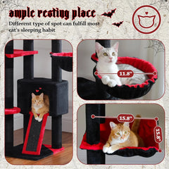 Gothic Cat Tree for Indoor Cats,Multi-Level Cat Tower with Sisal-Covered Scratching Posts, Padded Platform, Hammock