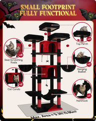 F80 Gothic Cat Tree, 80inch Goth Cat Tower for Indoor Cats Multiple Adult Cats XXL Halloween Cat Tree Large Cat Tower
