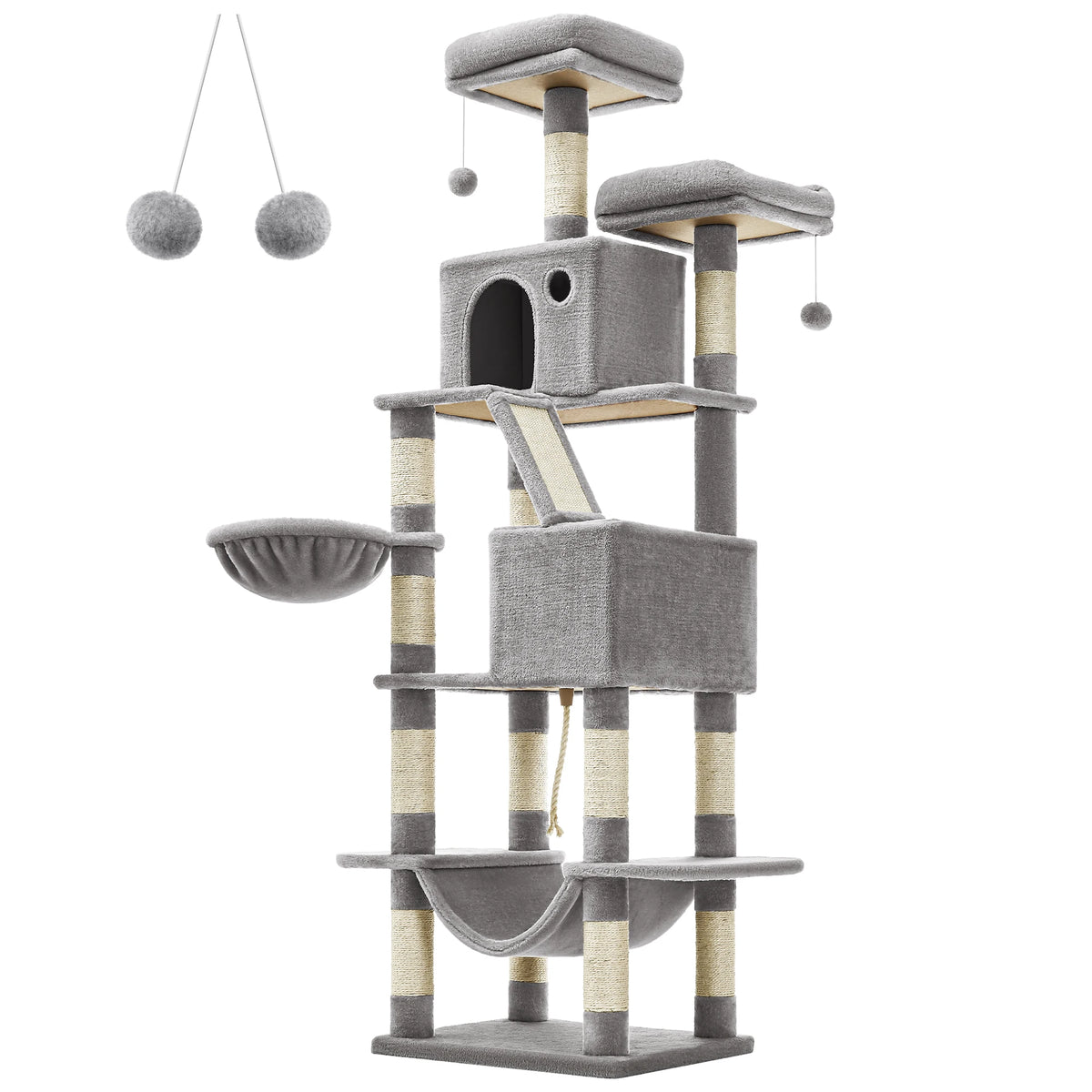 Multi Level  cat tree Condo for Indoor Cats 206 cm Large Cat Tower with 13 Scratching Posts