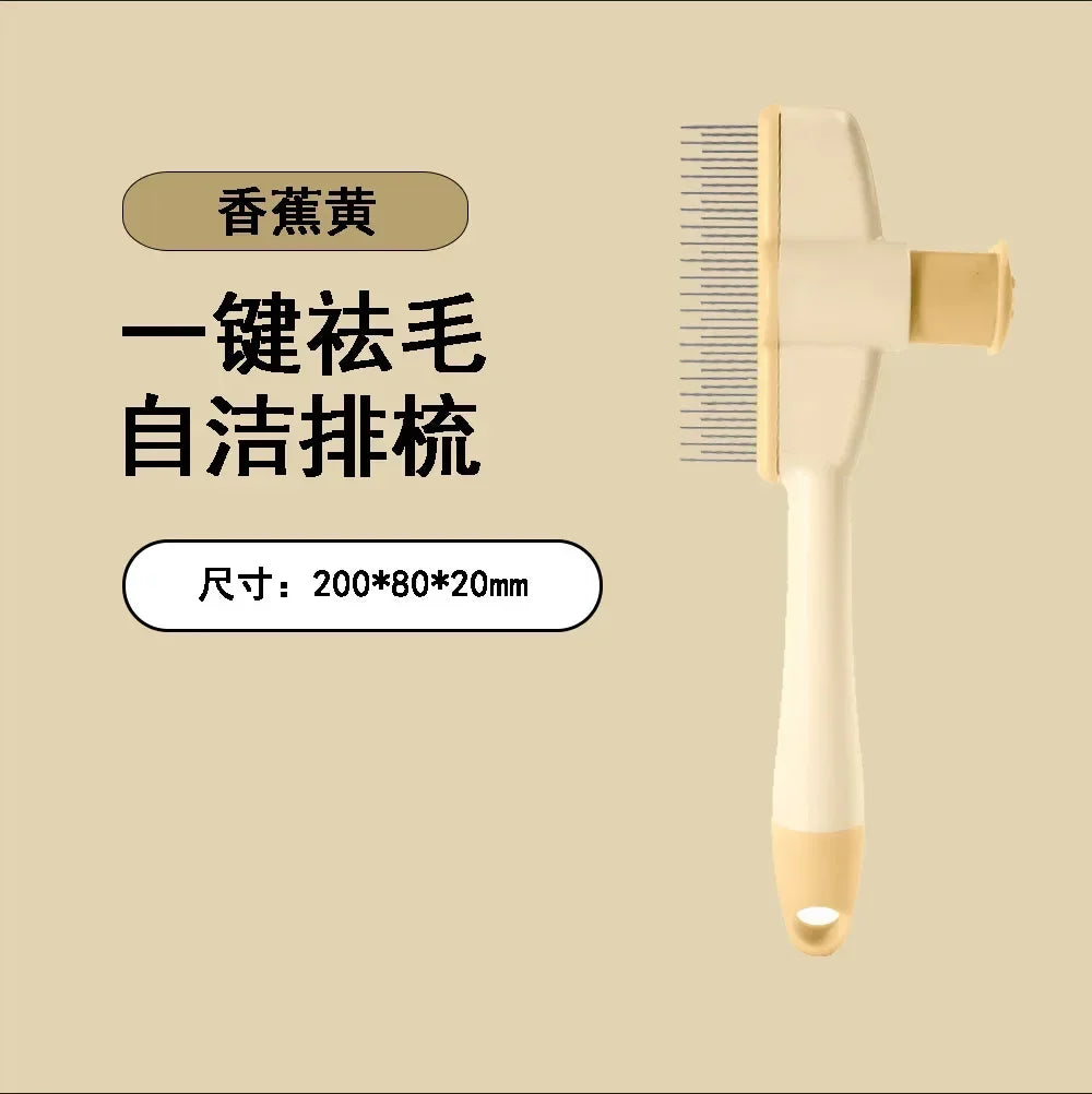 Dog Hair Remover Brush Press Remove Floating Hair Needle Comb Pet Cleaning Grooming Cat Brush Stainless Steel Comb Pet Supplies