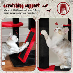 Gothic Cat Tree for Indoor Cats,Multi-Level Cat Tower with Sisal-Covered Scratching Posts, Padded Platform, Hammock