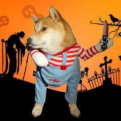 Halloween Dog Cosplay Clothes Funny Puppy Deadly Doll Set For Small Large Dogs Dress Up Pullover Chihuahua Costume Pet Outfits
