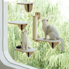 Mewoofun Air Cat Climbing Frame Window Jumping Platform Glass Suction Cup Wall Shelf Sisal Scratching Post Perfect for